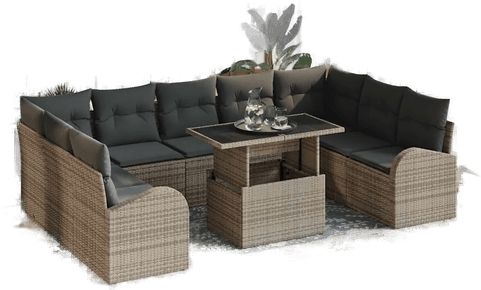 Vidaxl Hagesofa Set 10 pcs Grå