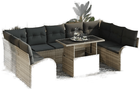 Vidaxl Hagesofa Set 10 pcs Lysegrå