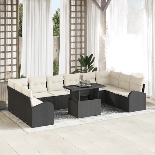 Vidaxl Hagesofa Set 11 pcs Svart