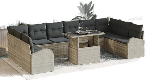 Vidaxl Hagesofa Set 11 pcs Lysegrå