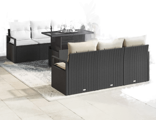 Vidaxl Hagesofa Set 7 pcs Svart