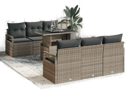Vidaxl Hagesofa Set 7 pcs Grå