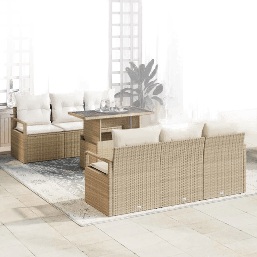 Vidaxl Hagesofa Set 7 pcs Beige