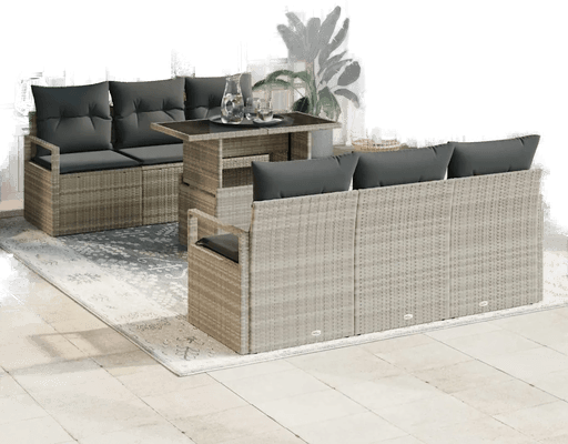 Vidaxl Hagesofa Set 7 pcs Lysegrå