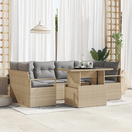 Vidaxl Hagesofa Set 7 pcs Beige