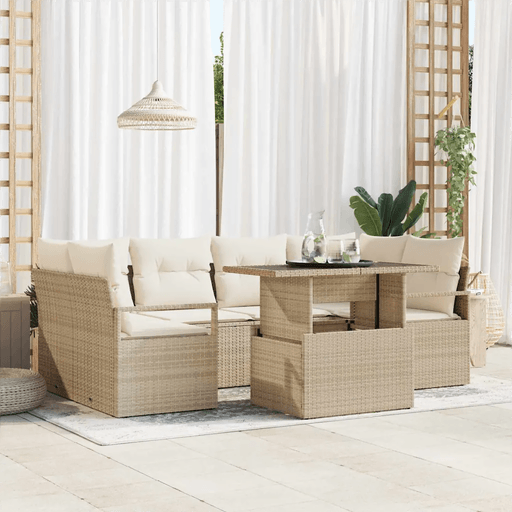 Vidaxl Hagesofa Set 7 pcs Beige
