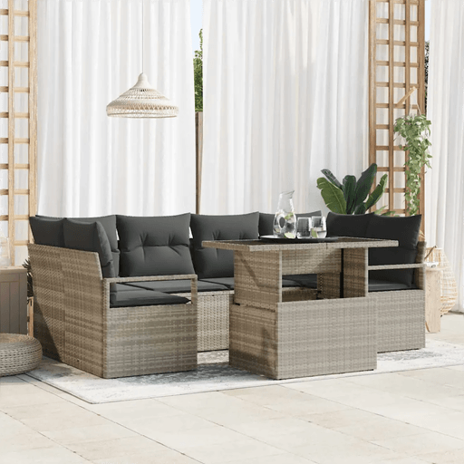 Vidaxl Hagesofa Set 7 pcs Lysegrå