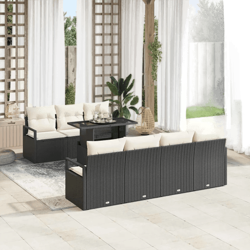 Vidaxl Hagesofa Set 8 pcs Svart