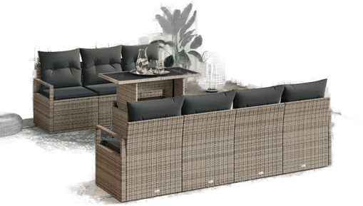 Vidaxl Hagesofa Set 8 pcs Grå