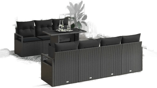Vidaxl Hagesofa Set 8 pcs Svart
