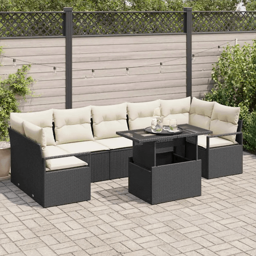 Vidaxl Hagesofa Set 8 pcs Svart