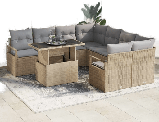 Vidaxl Hagesofa Set 9 pcs Beige