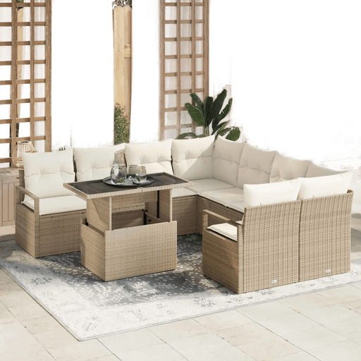 Vidaxl Hagesofa Set 9 pcs Beige