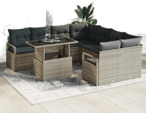 Vidaxl Hagesofa Set 9 pcs Lysegrå