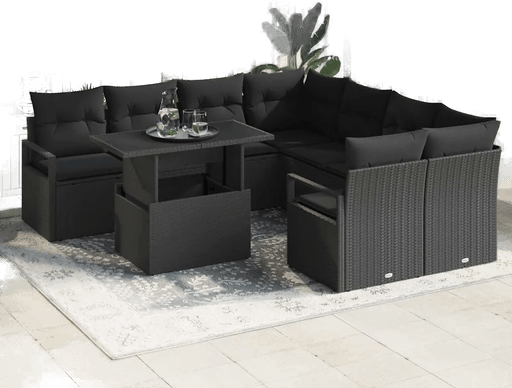 Vidaxl Hagesofa Set 9 pcs Svart