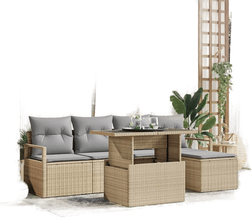 Vidaxl Hagesofa Set 6 pcs Beige
