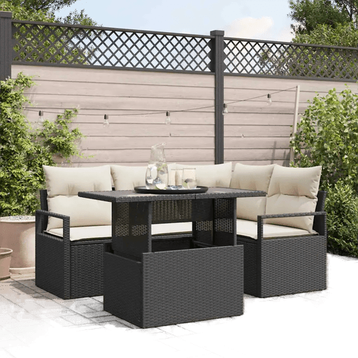 Vidaxl Hagesofa Set 5 pcs Svart