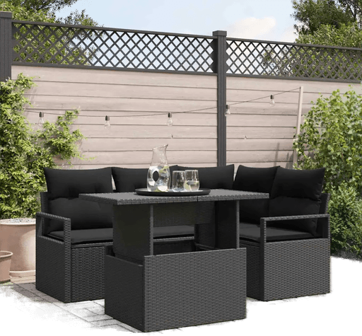 Vidaxl Hagesofa Set 5 pcs Svart