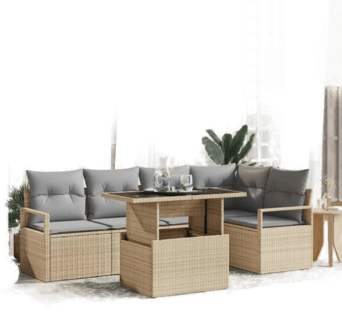 Vidaxl Hagesofa Set 6 pcs Beige