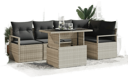 Vidaxl Hagesofa Set 6 pcs Lysegrå