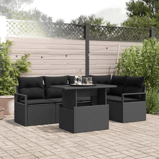 Vidaxl Hagesofa Set 6 pcs Svart