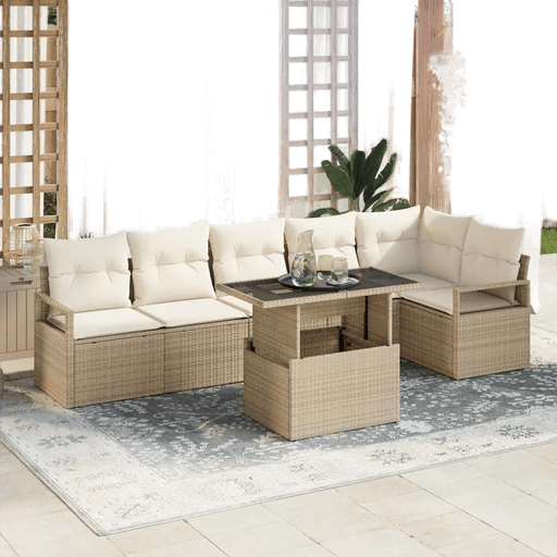 Vidaxl Hagesofa Set 7 pcs Beige