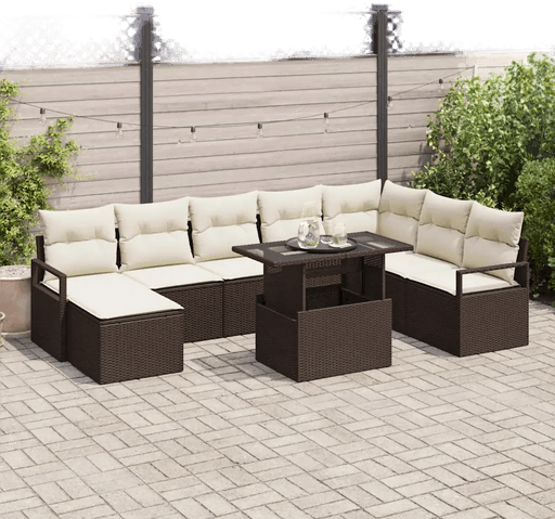 Vidaxl Hagesofa Set 9 pcs Brun