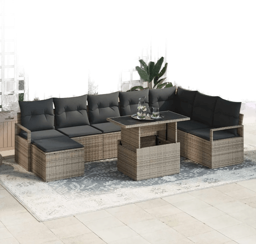 Vidaxl Hagesofa Set 9 pcs Grå