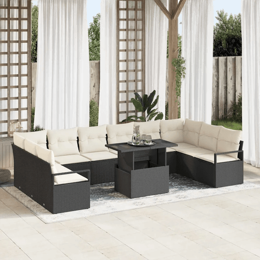 Vidaxl Hagesofa Set 11 pcs Svart