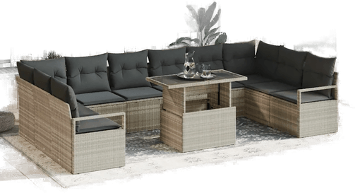 Vidaxl Hagesofa Set 11 pcs Lysegrå