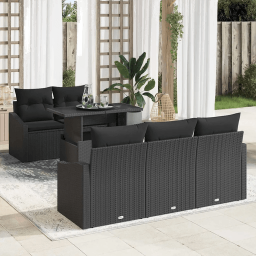 Vidaxl Hagesofa Set 6 pcs Svart
