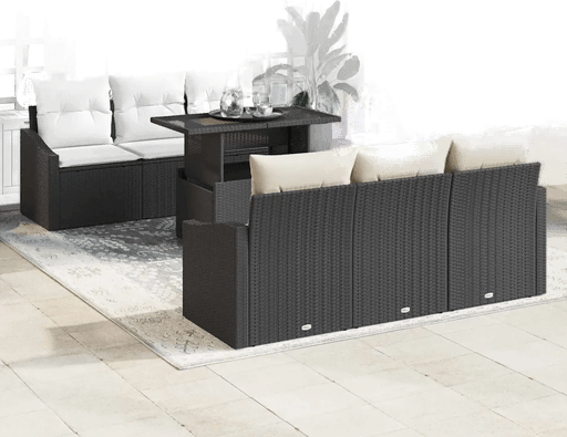 Vidaxl Hagesofa Set 7 pcs Svart