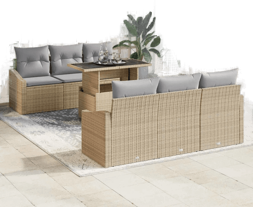 Vidaxl Hagesofa Set 7 pcs Beige