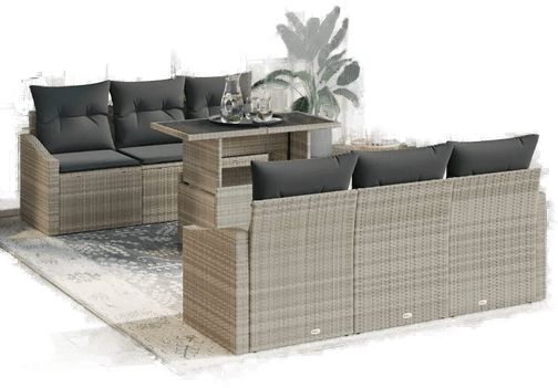 Vidaxl Hagesofa Set 7 pcs Lysegrå