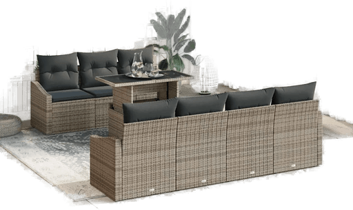 Vidaxl Hagesofa Set 8 pcs Grå