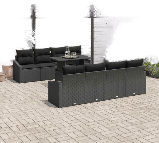 Vidaxl Hagesofa Set 9 pcs Svart