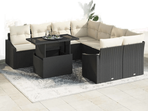 Vidaxl Hagesofa Set 9 pcs Svart
