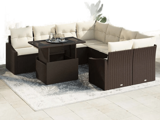 Vidaxl Hagesofa Set 9 pcs Brun