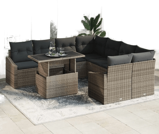 Vidaxl Hagesofa Set 9 pcs Grå