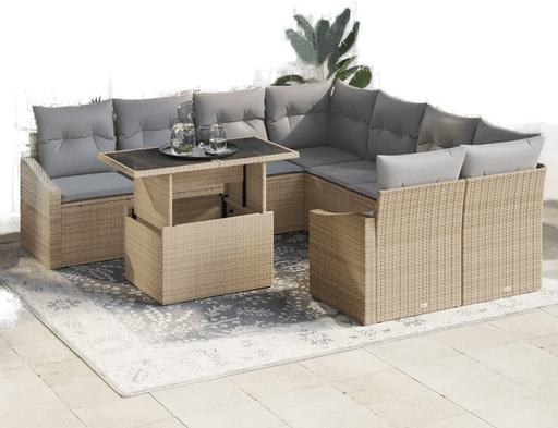 Vidaxl Hagesofa Set 9 pcs Beige