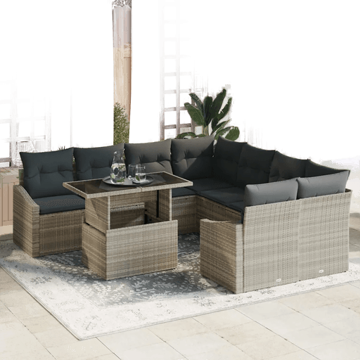 Vidaxl Hagesofa Set 9 pcs Lysegrå