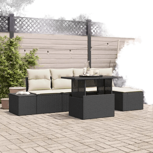 Vidaxl Hagesofa Set 6 pcs Svart