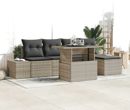 Vidaxl Hagesofa Set 6 pcs Lysegrå