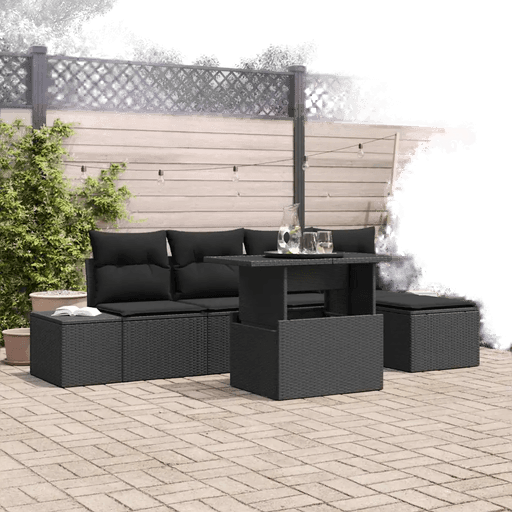 Vidaxl Hagesofa Set 6 pcs Svart