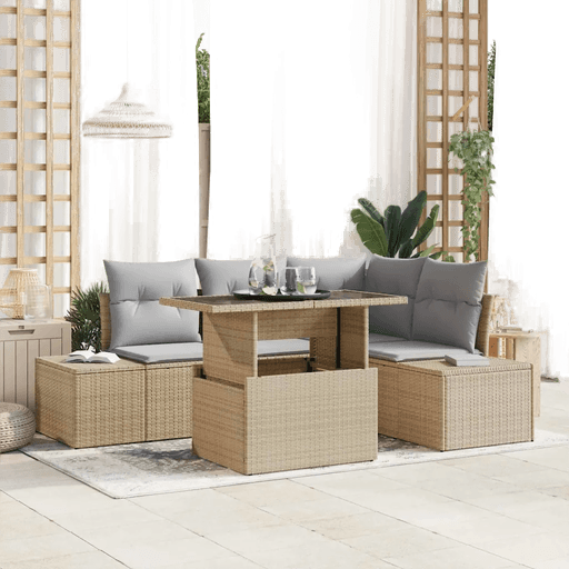 Vidaxl Hagesofa Set 5 pcs Beige