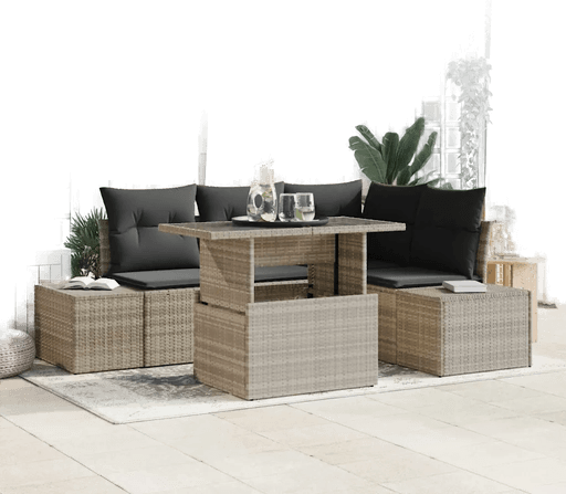 Vidaxl Hagesofa Set 5 pcs Lysegrå