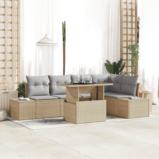 Vidaxl Hagesofa Set 6 pcs Beige