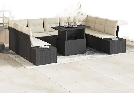 Vidaxl Hagesofa Set 10 pcs Svart