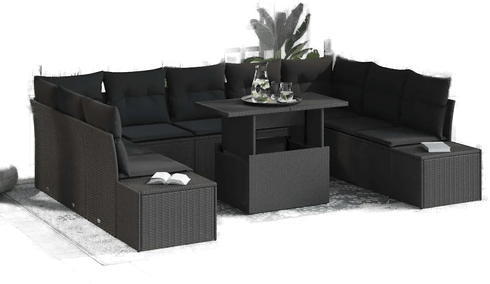 Vidaxl Hagesofa Set 10 pcs Svart