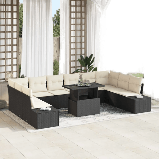 Vidaxl Hagesofa Set 11 pcs Svart